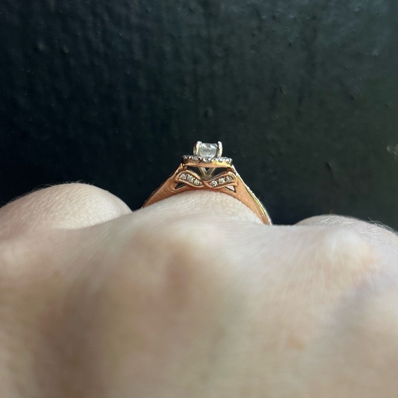 14k 14 Karat Rose Gold & Diamond Halo Cut Pave Engagement Ring, Size 6.75 - Picture 13 of 13